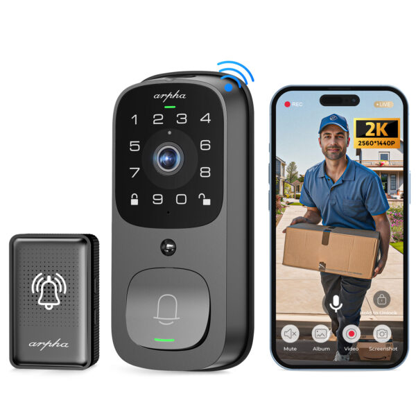 ARPHA AL501 2K Video Smart Door Lock – Advanced 6-in-1 Keyless Entry System