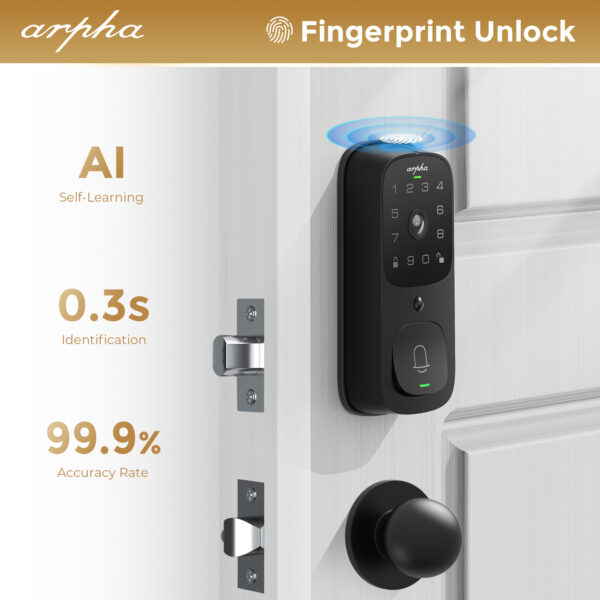 ARPHA AL501 2K Video Smart Door Lock – Advanced 6-in-1 Keyless Entry System - Image 2