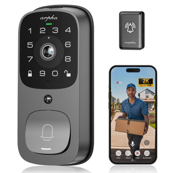ARPHA AL501 2K Video Smart Door Lock – Advanced 6-in-1 Keyless Entry System - Image 8