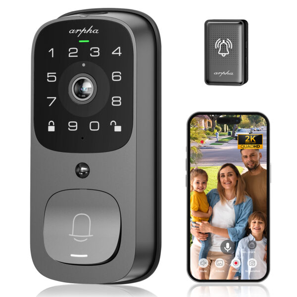 ARPHA AL501 2K Video Smart Door Lock – Advanced 6-in-1 Keyless Entry System - Image 9