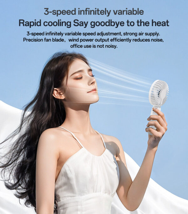 Yesido YF15 Handheld Mini Fan with Phone Holder – 3-Speed, 1200mAh Battery, Portable & Adjustable - Image 3