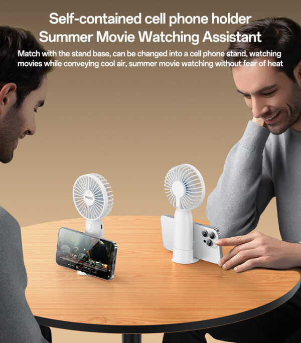 Yesido YF15 Handheld Mini Fan with Phone Holder – 3-Speed, 1200mAh Battery, Portable & Adjustable - Image 5