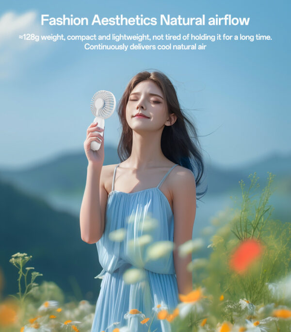 Yesido YF15 Handheld Mini Fan with Phone Holder – 3-Speed, 1200mAh Battery, Portable & Adjustable - Image 6