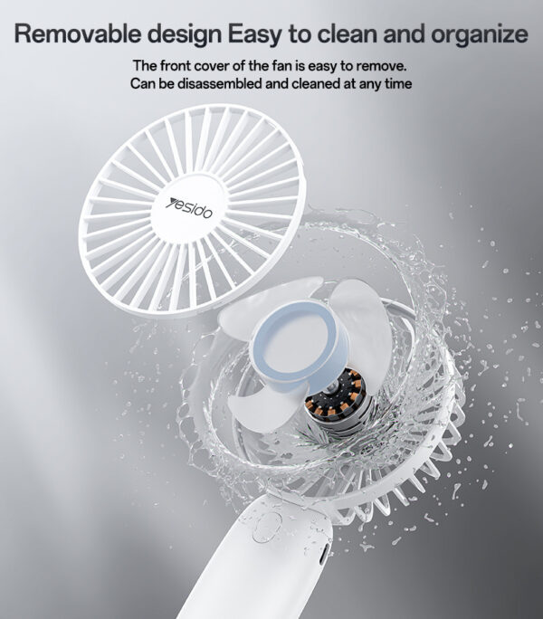 Yesido YF15 Handheld Mini Fan with Phone Holder – 3-Speed, 1200mAh Battery, Portable & Adjustable - Image 8