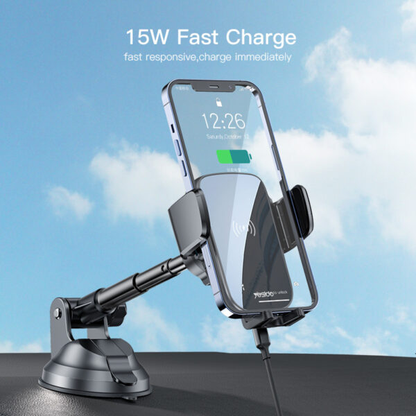 Yesido C186 - 15W Wireless Charging Phone Holder for Car | Suction Cup & Air Vent Mount | Auto Clamp - Image 7