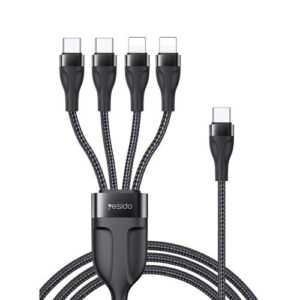 Yesido CA110 4 in 1 Fast Charging Cable 20W Type-C to 2 Lightning + 2 Type-C Nylon Braided Wire