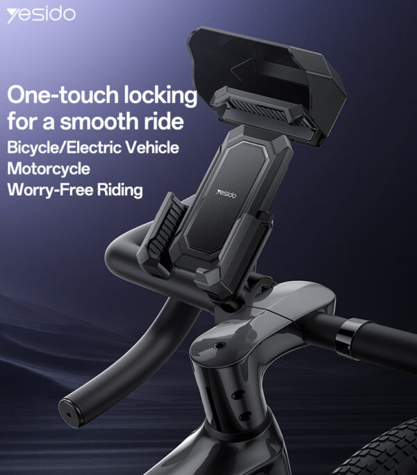 Yesido C331 Bicycle Phone Holder 360° Rotation | Mechanical Lock | Non-Shake | Universal Ball Mount for Bike/Motorcycle - Image 2