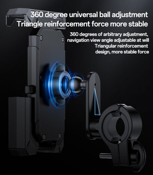 Yesido C331 Bicycle Phone Holder 360° Rotation | Mechanical Lock | Non-Shake | Universal Ball Mount for Bike/Motorcycle - Image 5