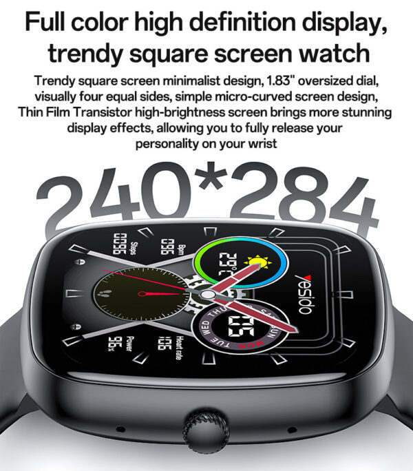 Yesido IO22 Smart Watch 1.83" BT Call | Health Monitor | IP67 Waterproof | 230mAh Battery - Image 11