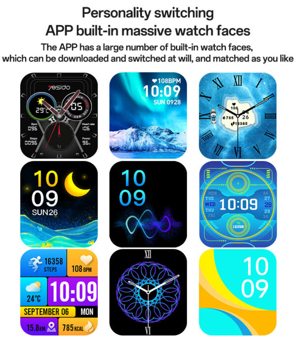 Yesido IO22 Smart Watch 1.83" BT Call | Health Monitor | IP67 Waterproof | 230mAh Battery - Image 3
