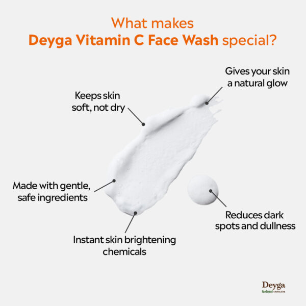 Deyga Vitamin C Foaming Face Wash 100ml – Natural Brightening & Hydrating Cleanser - Image 4