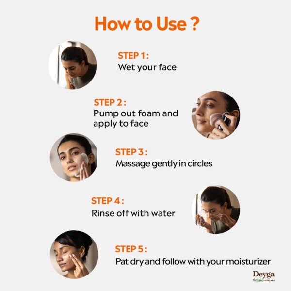 Deyga Vitamin C Foaming Face Wash 100ml – Natural Brightening & Hydrating Cleanser - Image 6